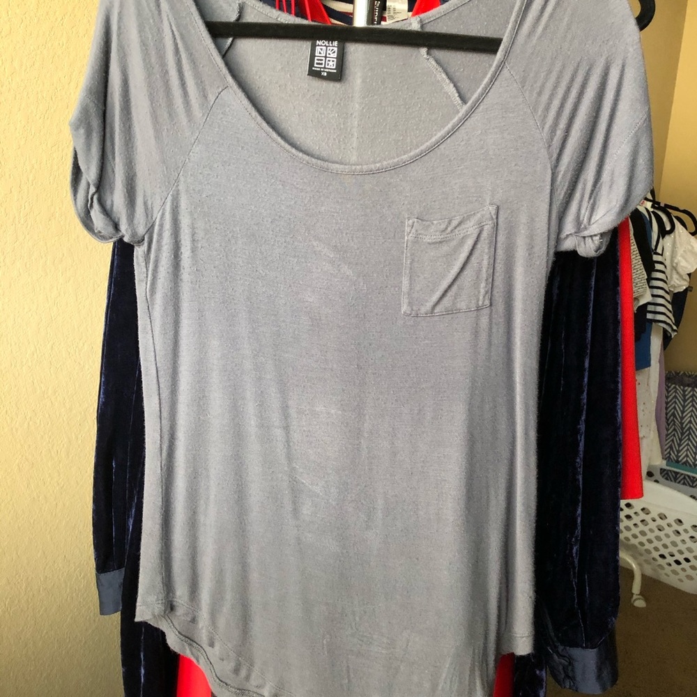 oversized grey scoop neck shirt